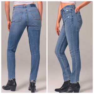 Abercrombie & Fitch The Skinny High Rise Curve Love Distressed Frayed Hem AF 6